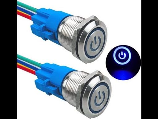 1pcs Bouton-Poussoir en Métal Waterproof avec Lumière LED et Verrouillage Momentané thumbnail 2