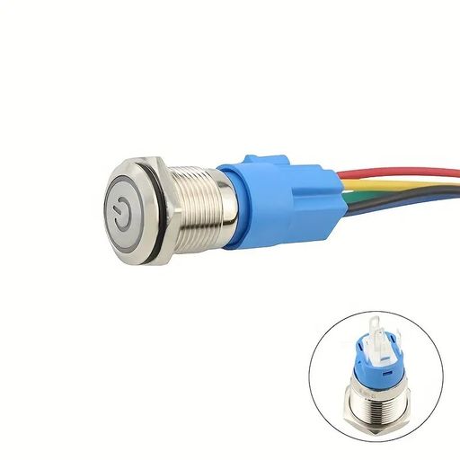 1pcs Bouton-Poussoir en Métal Waterproof avec Lumière LED et Verrouillage Momentané thumbnail 3