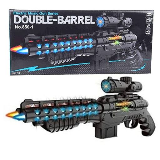 jouet Pistolet électrique avec musical et double baril avec lumière laser thumbnail 1