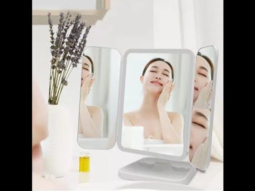Miroir Cosmétique Led Avec Port Usb Triptyque Avec 3 Modes D’éclairage thumbnail 4
