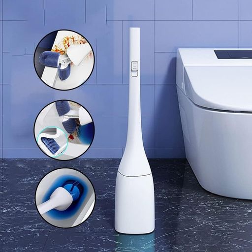 Brosse De Toilette Murale Économique En Silicone Avec Manche Long thumbnail 1