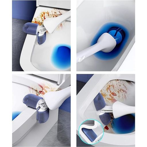Brosse De Toilette Murale Économique En Silicone Avec Manche Long thumbnail 4
