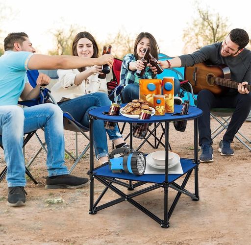 Table de Camping Pliante à 2 Niveaux avec 4 Porte-Gobelets pour pique-nique ,camping ,plage thumbnail 4