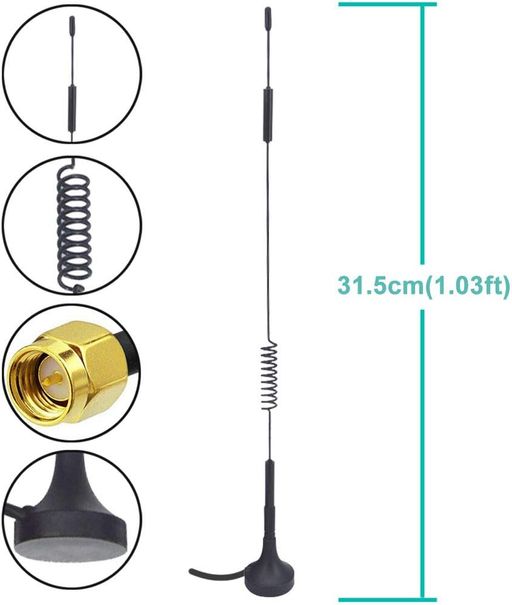 Antenne pour talkie-walkie 433MHz SMA mâle avec base magnétique à aspiration thumbnail 3