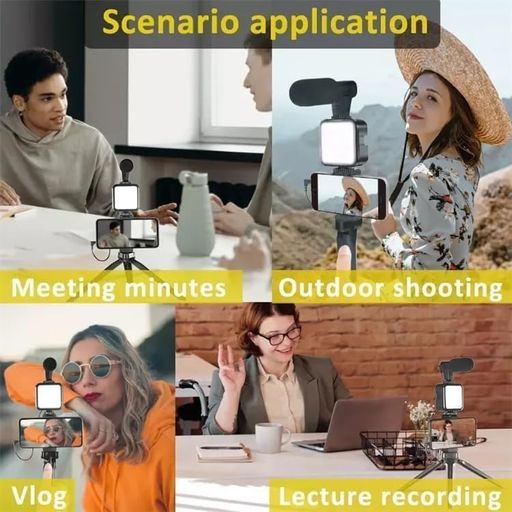 Kit Vidéo Complet pour Smartphone avec Trépied et Éclairage LED thumbnail 3