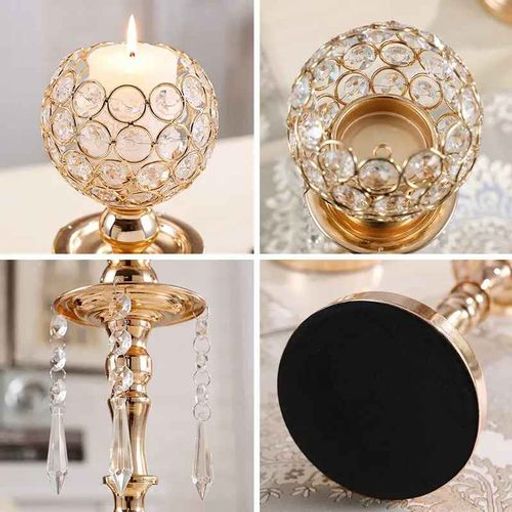 Ensemble de 3 Bougeoirs en Cristal avec Bougies thumbnail 3