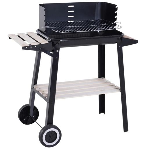 Barbecue au Charbon Rectangulaire avec Roulettes pour Jardin et Camping en Plein Air 83x45x87 cm thumbnail 4