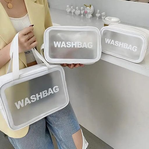 Ensemble de 3 Trousse de Maquillage Transparentes pour Femmes (Couleur Aléatoire) thumbnail 2