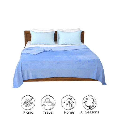 Couverture Flanelle Uni Bleu Ciel -Doux & Antiallergique (C++)  thumbnail 1