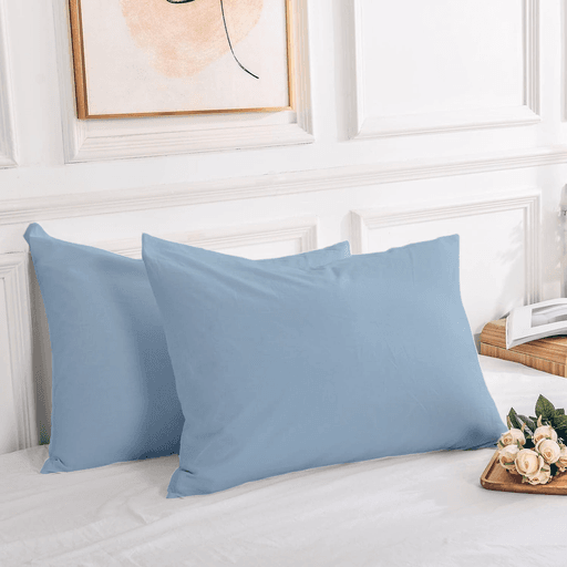 2 Taies d'oreiller Uni Bleu Glacier 50x70cm // Doux & Antiallergique thumbnail 1