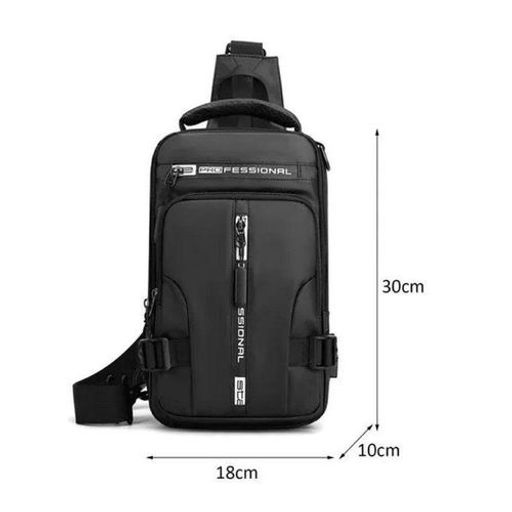 Sac À Bandoulière Avec 6 Poches Unisex Étanche Avec Port De Charge Usb Pour Camping, Travail, Et Randonnée. thumbnail 3