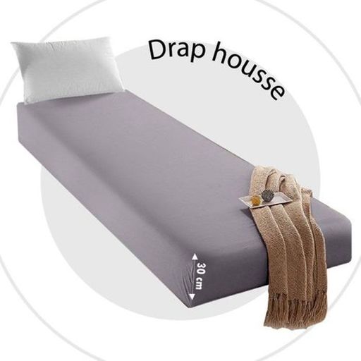 Drap Housse Uni Gris Clair (120x200 cm) // Doux & Antiallérgique thumbnail 1