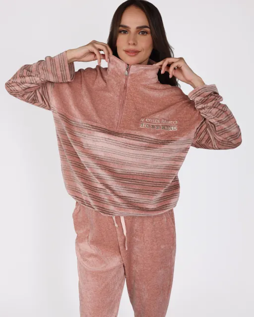 Ensemble en Velours Zippé Rose | Collection La Douceur d’Hiver thumbnail 3