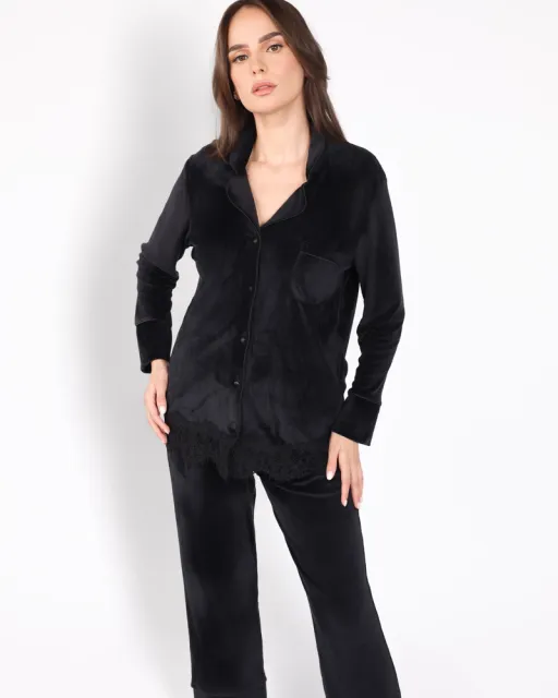 Ensemble Pyjama en Velours Dentelle | Collection Permanent Velour thumbnail 1