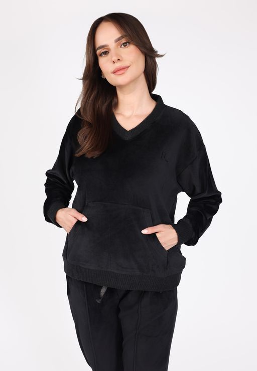 Ensemble Pyjama Col V à Poche | Collection Velvet MLC thumbnail 2