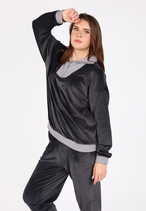 Pyjama Col Montant Zippé | Collection Velvet MLC thumbnail 2