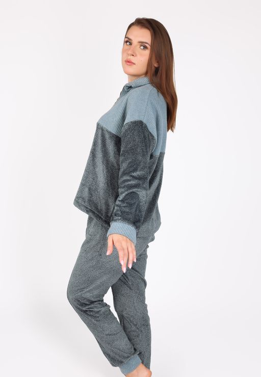 Pyjama à Col Montant Zippé | Collection Velvet MLC thumbnail 3