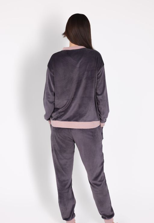 Ensemble Pyjama Col V à Poche | Collection Velvet MLC thumbnail 4