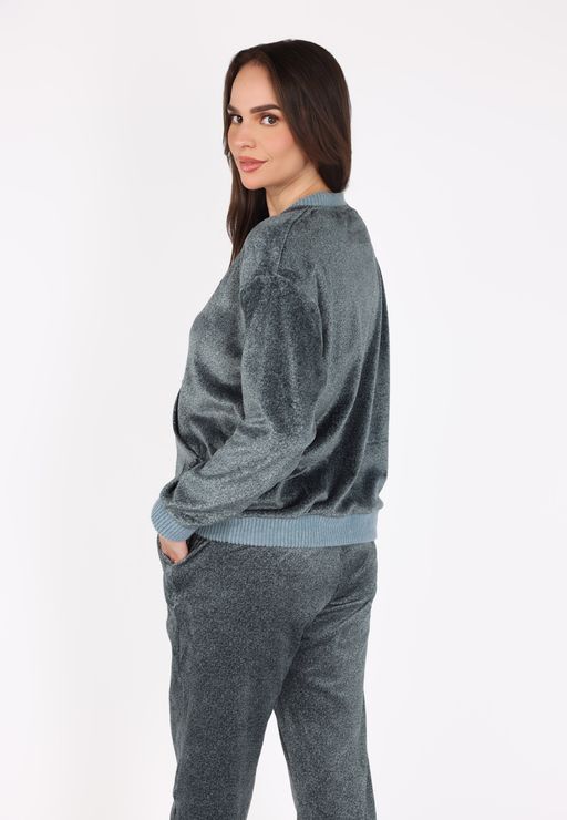 Ensemble Pyjama Col V à Poche | Collection Velvet MLC thumbnail 3