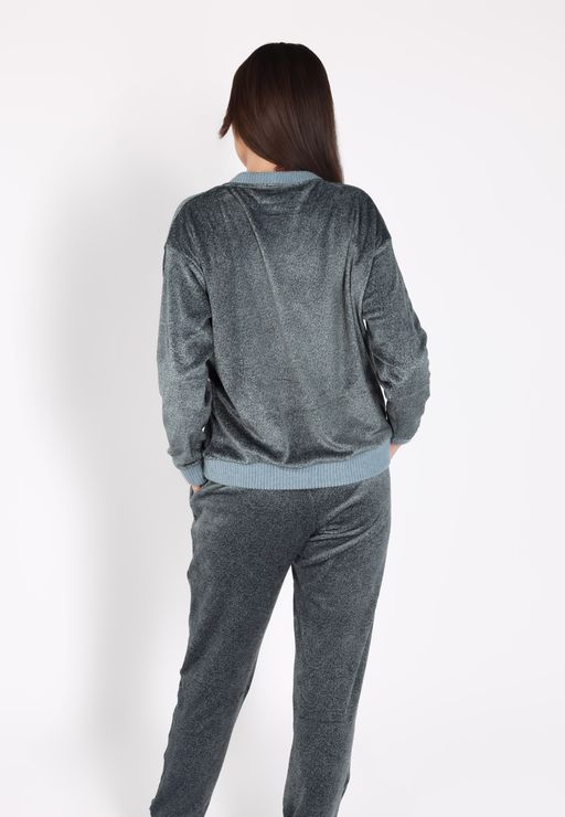 Ensemble Pyjama Col V à Poche | Collection Velvet MLC thumbnail 4