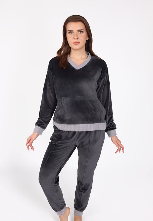Ensemble Pyjama Col V à Poche | Collection Velvet MLC thumbnail 1
