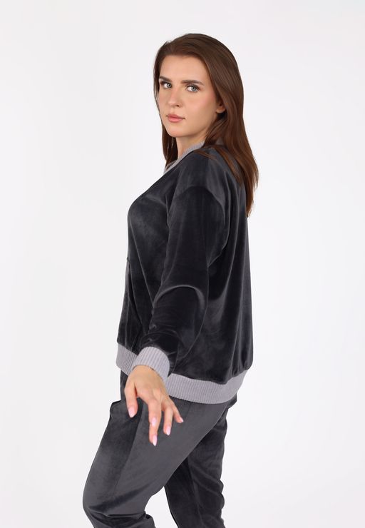 Ensemble Pyjama Col V à Poche | Collection Velvet MLC thumbnail 3