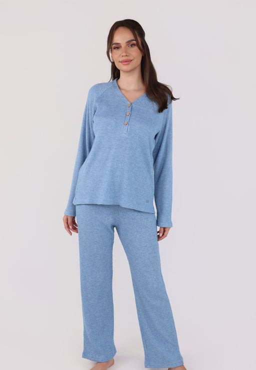 Ensemble Pyjama à Col V et Boutons | Collection Waffle thumbnail 1