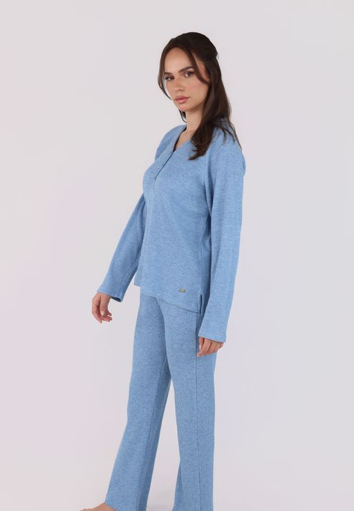 Ensemble Pyjama à Col V et Boutons | Collection Waffle thumbnail 2