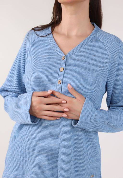 Ensemble Pyjama à Col V et Boutons | Collection Waffle thumbnail 4