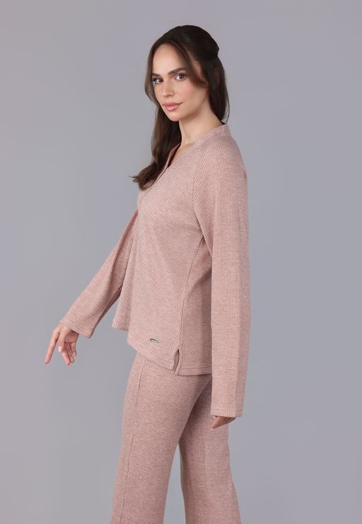 Ensemble Pyjama à Col V et Boutons | Collection Waffle thumbnail 3