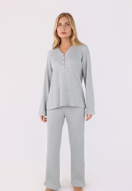 Ensemble Pyjama à Col V et Boutons | Collection Waffle thumbnail 2