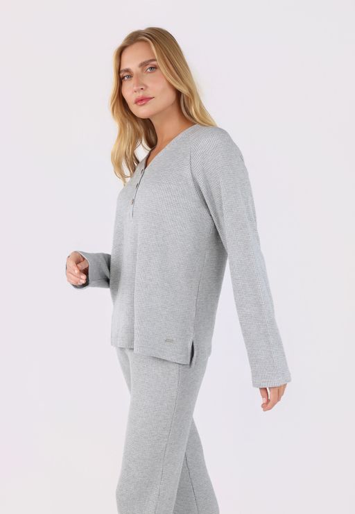 Ensemble Pyjama à Col V et Boutons | Collection Waffle thumbnail 3