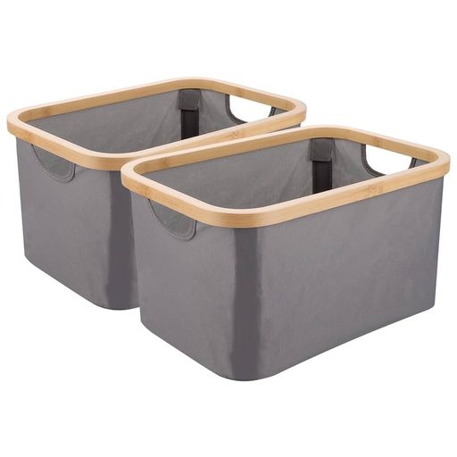 SET 2 Paniers de Rangement Pliable pour Linge avec Cadre en Bambou et Poignées 45cm/29cm  thumbnail 1