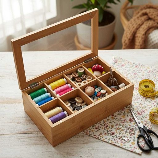 Boîte Rangement à Thé-MULTIUSAGES ou Tisanes en Bambou et Plexiglace avec 9 Compartiments-28/16cm thumbnail 2