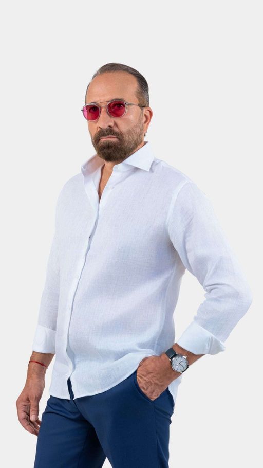 Napoli White Linen Shirt thumbnail 2