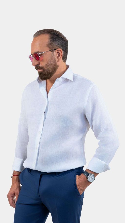 Napoli White Linen Shirt thumbnail 3