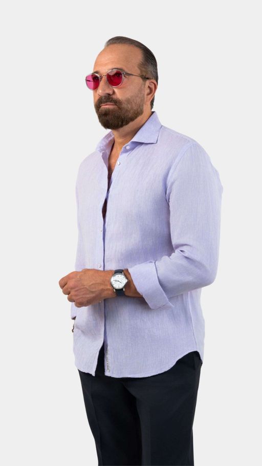 Fefe Violet Linen Shirt thumbnail 2