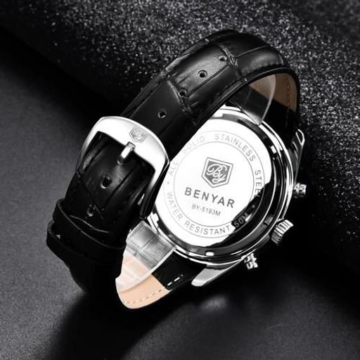 Montre Bracelet en Cuir Quartz pour Hommes Etanche Chronographe thumbnail 1