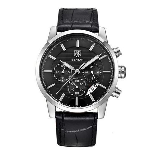 Montre Bracelet en Cuir Quartz pour Hommes Etanche Chronographe thumbnail 1