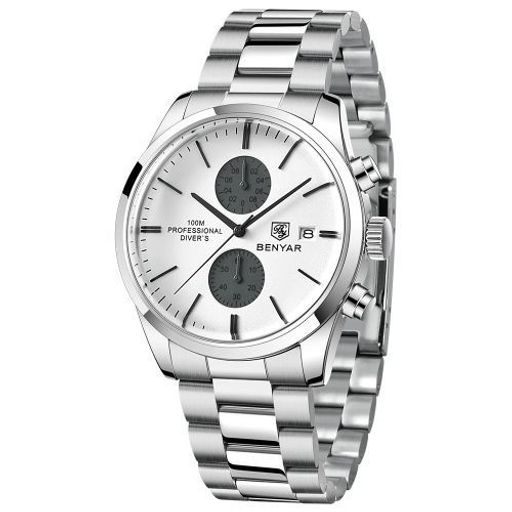 Montre Bracelet Argent pour Hommes Chronographe Cadran thumbnail 1
