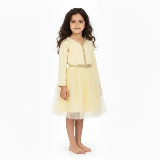 Caftan avec Manches Crêpe Georgette en Soie  thumbnail 2