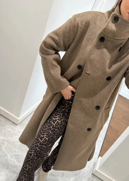 Manteau Long Ceinturé À Col Montant thumbnail 2