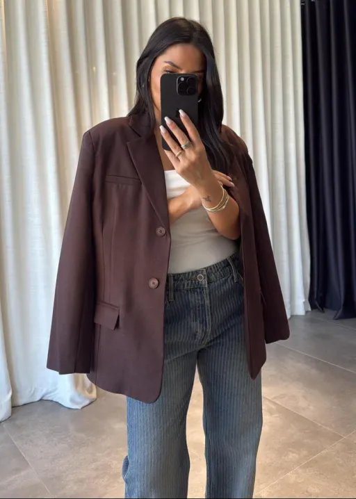 Blazer Marron Chocolat Oversize thumbnail 4