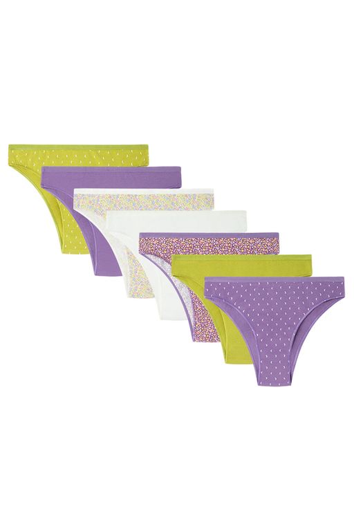 Lot de 7 culottes brésiliennes en coton mélangé imprimé thumbnail 1