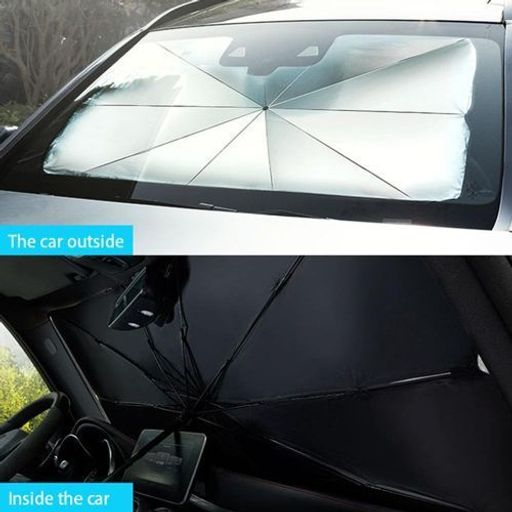 Couvre Pare-brise Parapluie Pliable En Titane Et Argent, Bloc De Lumière, Rayons Ultraviolets thumbnail 2