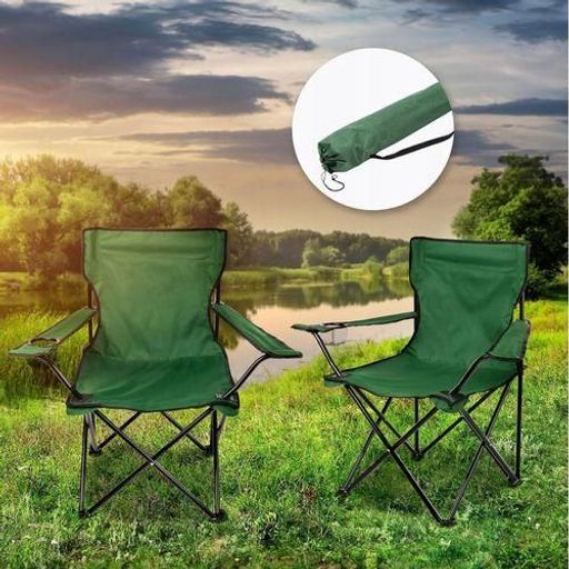 Chaise Portable Et Pliante Avec Porte-gobelet, Léger Pour Camping, Pêche, Plage Et Et Pique-nique, Vert thumbnail 1