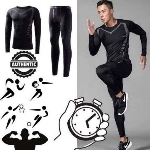 Survêtement De Sport Pour Hommes, Combinaison À Manches Longues Avec Pantalon Collant, L thumbnail 1