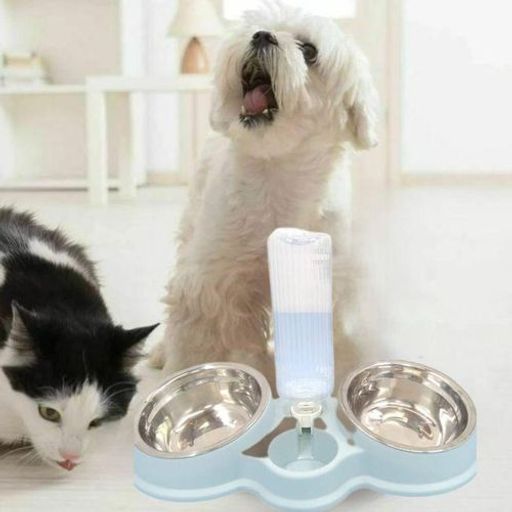 Ensemble 3-en-1 Gamelle Et Fontaine À Eau Pour Animaux, Conception Ergonomique Et Durable, Bleu thumbnail 1