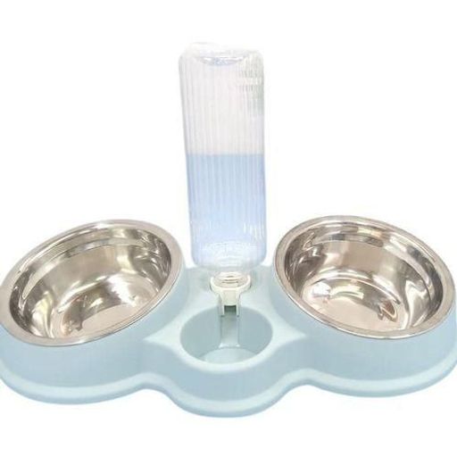 Ensemble 3-en-1 Gamelle Et Fontaine À Eau Pour Animaux, Conception Ergonomique Et Durable, Bleu thumbnail 3