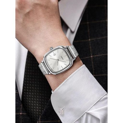 Montre Élégant Avec Indicateur De Date Pour Homme Acier Poli Cadran Argenté thumbnail 2